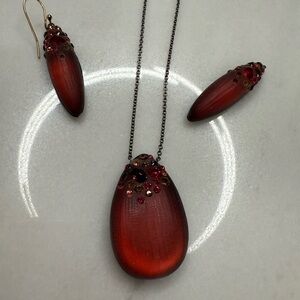 Alexis Bittar Deep Red Necklace and Earring Set